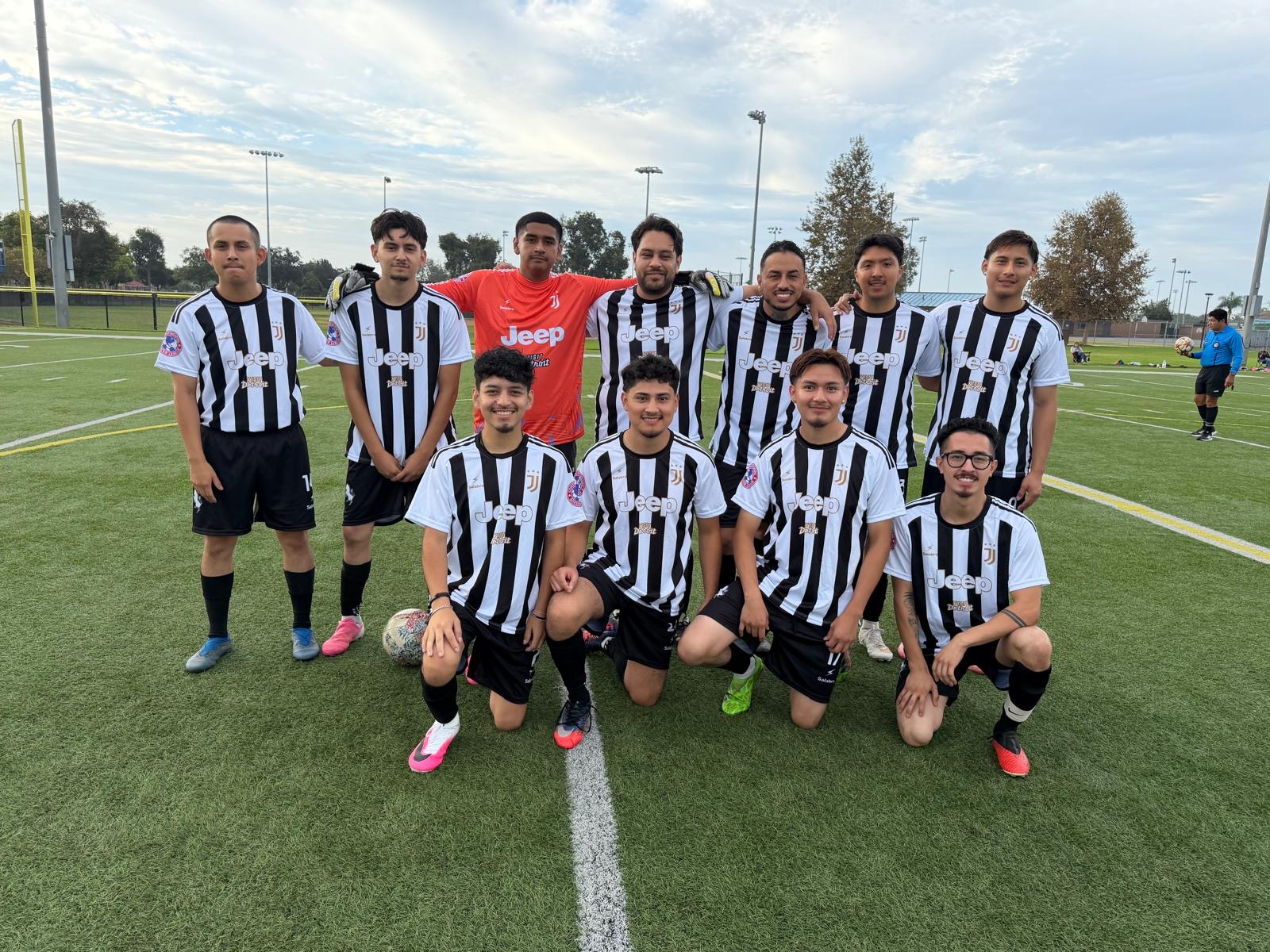 Continental Soccer League team in black-and-white uniforms