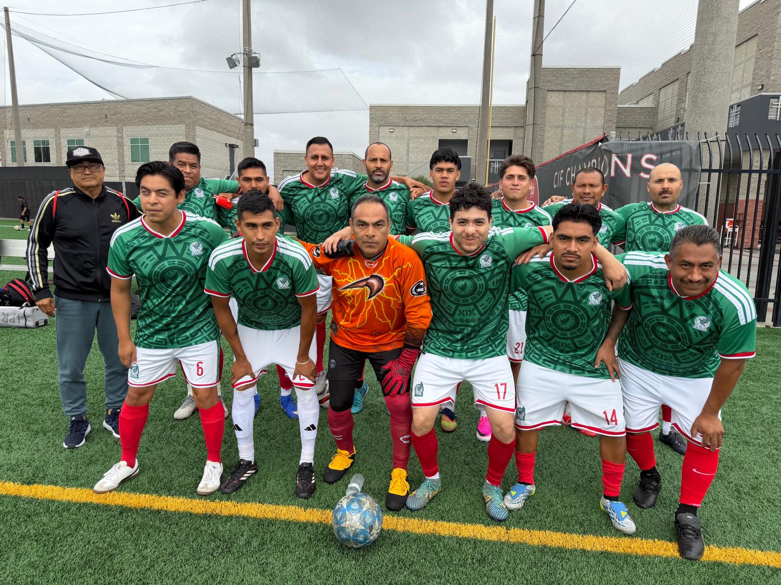 Continental Soccer League team in green uniforms